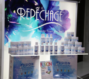 Repechage Fusion Express Bar and Spa Masks with Nutriceutical Organic Actives and at-home products on display